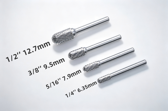 9.5mm Dia Customized Cylindrical Radius Carbide Burrs Met 6mm Shank Standard Double Cut